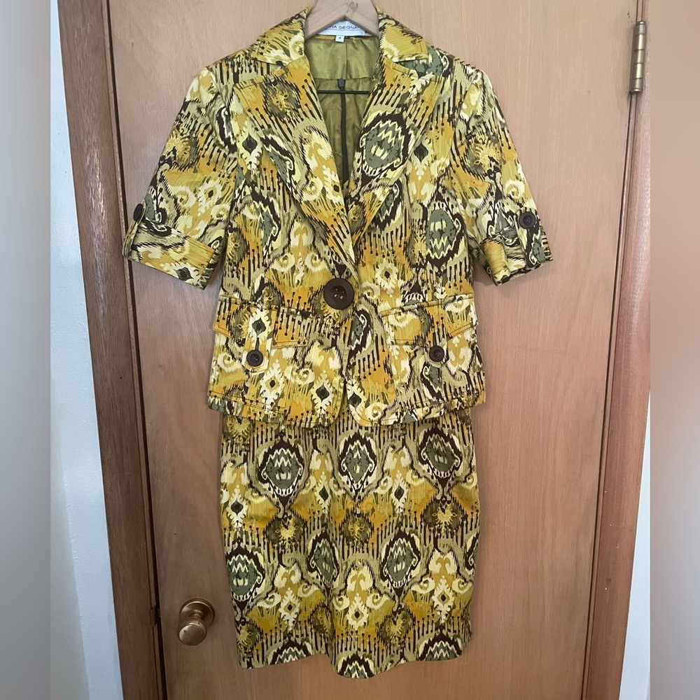Donna Degnan Vintage Indonesian Pattern Batik Tribal Dress Suit Set Size 6/S